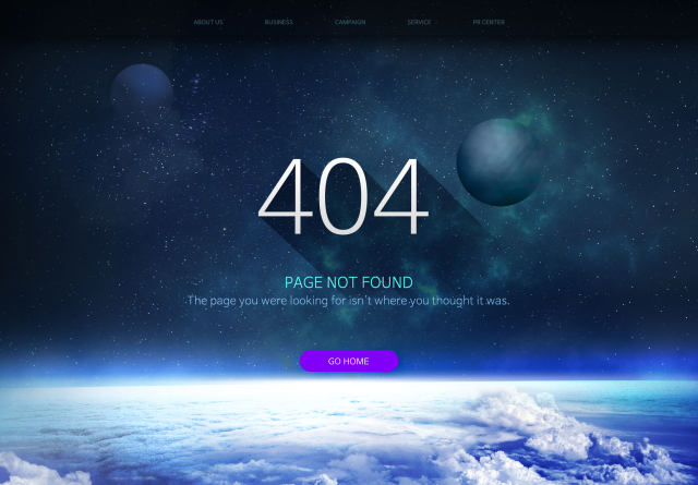 星空宇宙星球网页404错误页面PSD模板03 星空宇宙星球网页404错误页面PSD模板03
