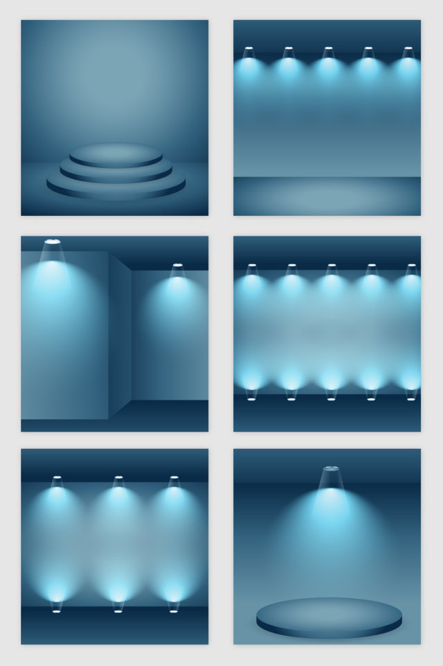 蓝色的空房子灯光模型矢量素材