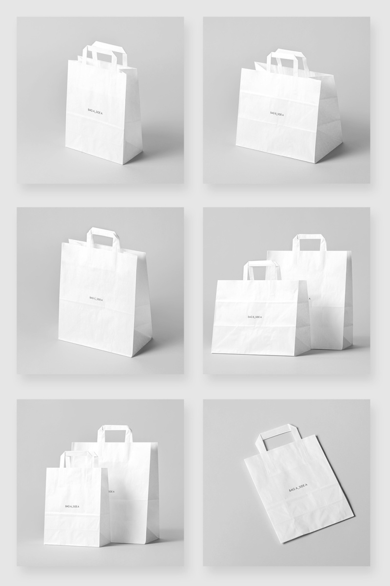 白色购物纸袋设计智能贴图样机素材