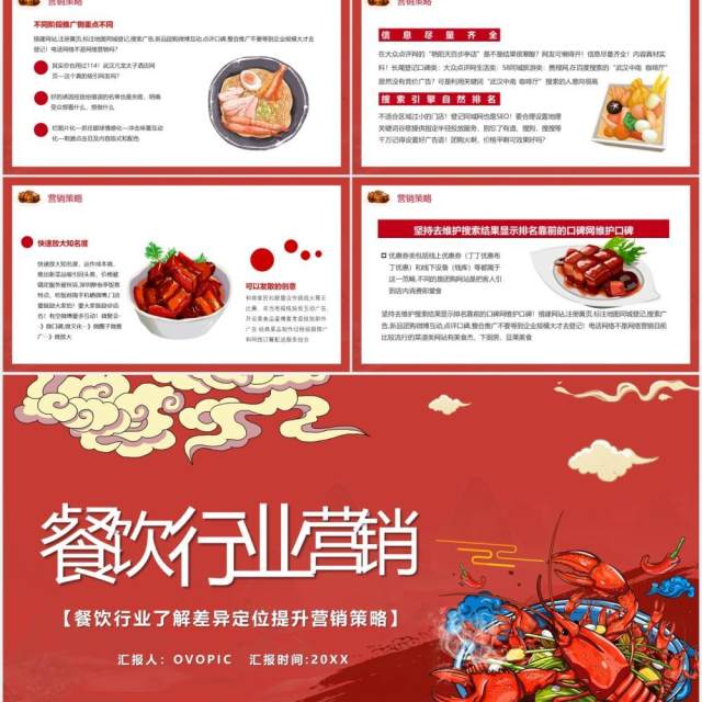红色国潮风餐饮行业营销推广通用PPT模板 红色国潮风餐饮行业营销推广通用PPT模板