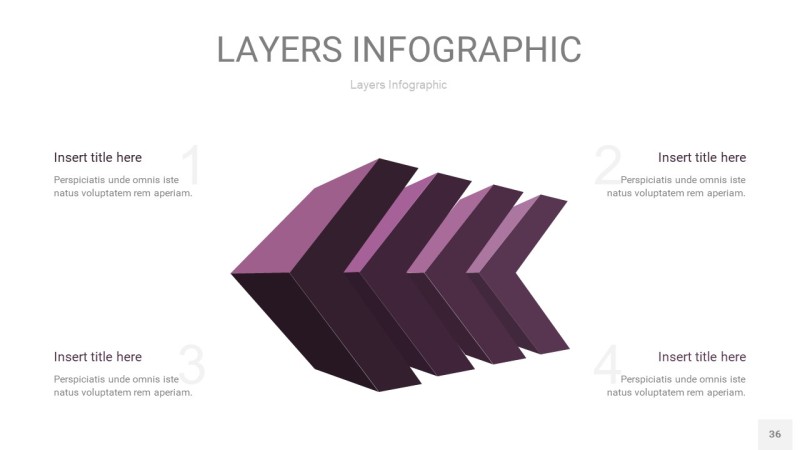 深紫色3D分层PPT信息图36