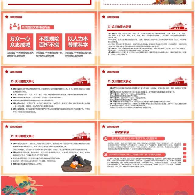 红色中国风中国精神谱系PPT模板 红色中国风中国精神谱系PPT模板