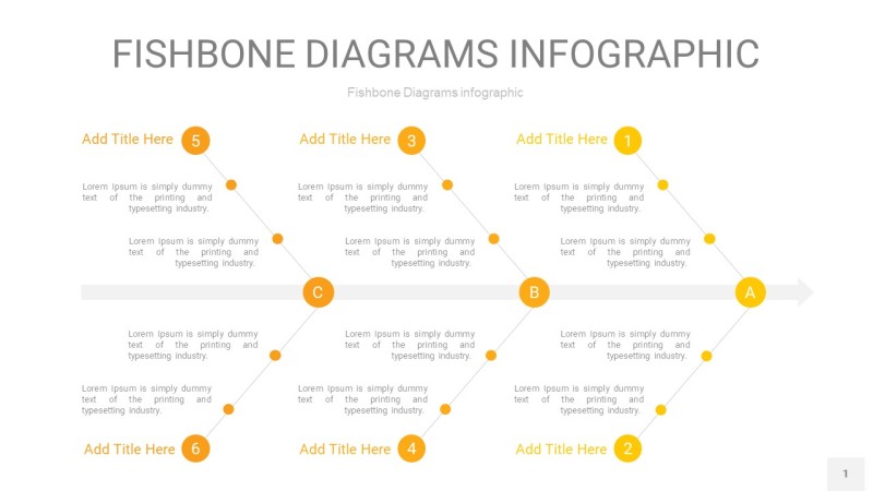 渐变黄色鱼骨PPT信息图表1