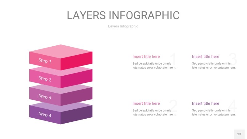粉紫色3D分层PPT信息图23