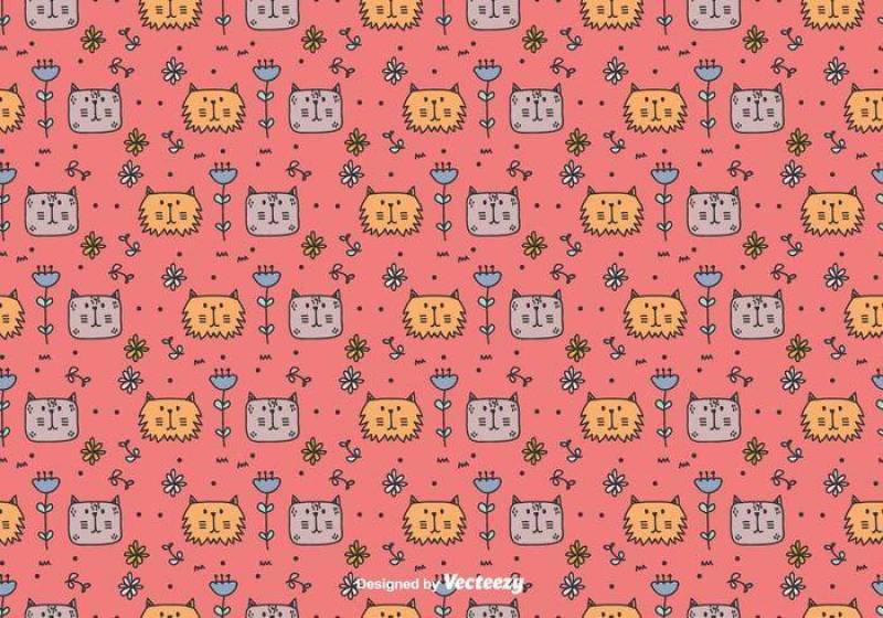 猫和花卉图案