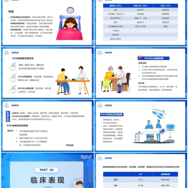 蓝色卡通风老年人睡眠障碍主题讲座PPT模板