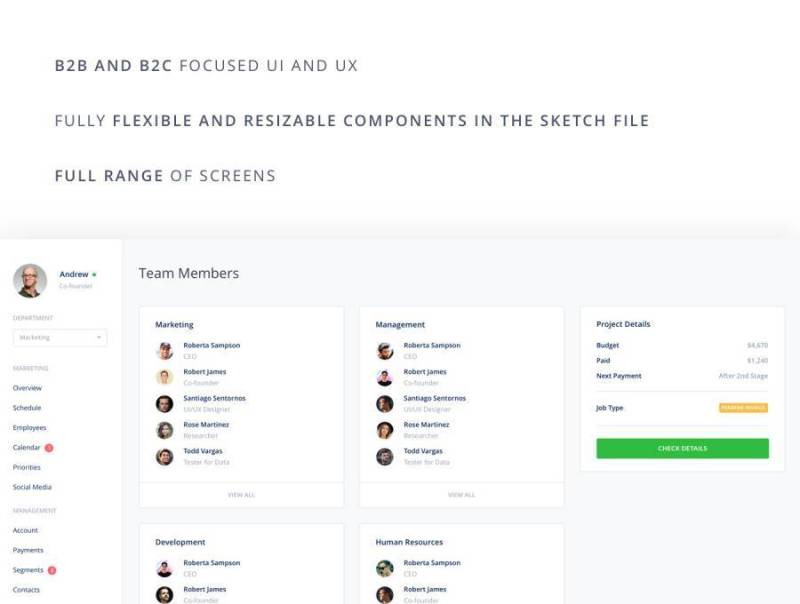 用于Sketch和Adobe XD的40个平面设计仪表板屏幕。，Flat Dashboards UI Kit