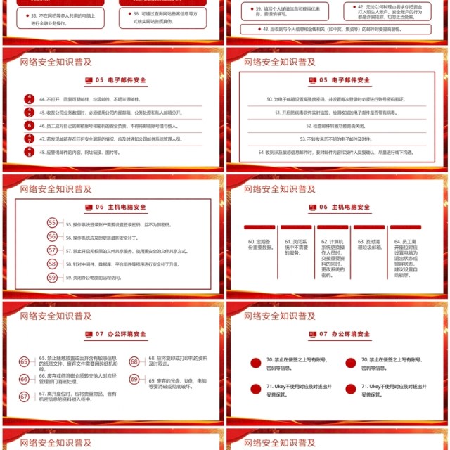 红色简约风网络安全知识教育PPT模板