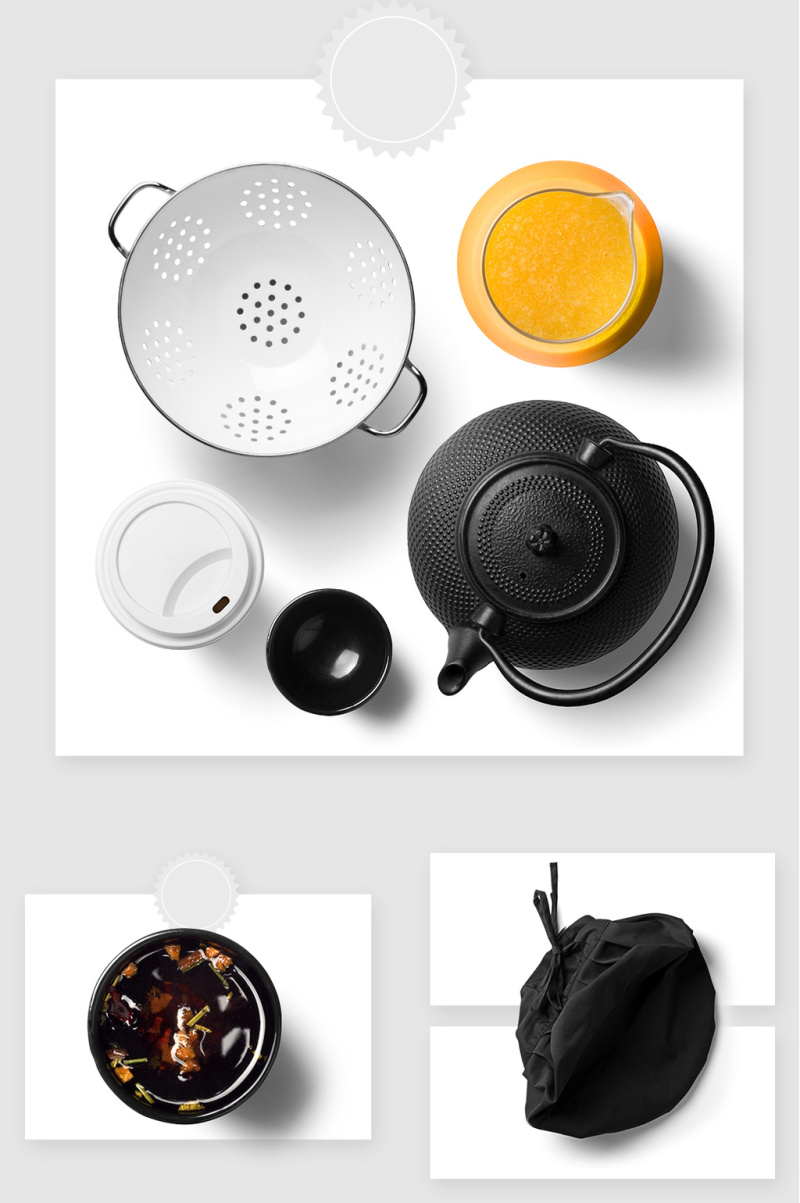 厨房餐具茶壶杯子高清贴图PSD素材