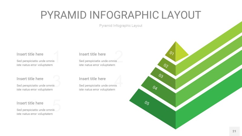 草绿色3D金字塔PPT信息图表21