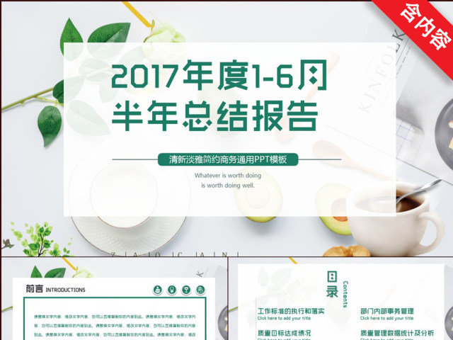 清新创意绿色2017年度1-6月半年总结报告