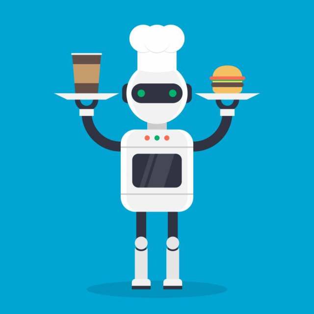 现代厨师机器人机制矢量图