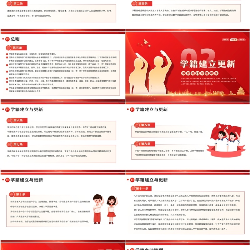 中小学生学籍管理办法专题教育课件PPT模板