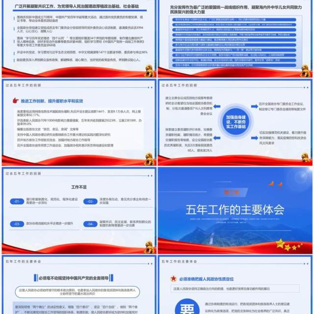 蓝色简约风2023年全国政协工作报告PPT模板 蓝色简约风2023年全国政协工作报告PPT模板