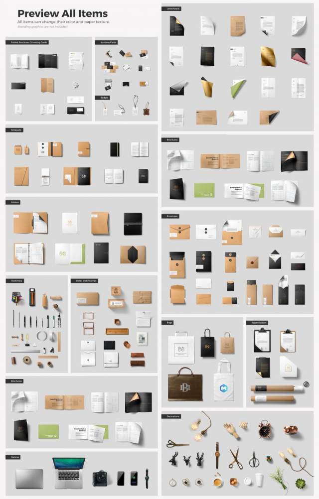 丰富的品牌VI展示样机PSD源文件打包下载 Branding Mockup Essentials 丰富的品牌VI展示样机PSD源文件打包下载 Branding Mockup Essentials