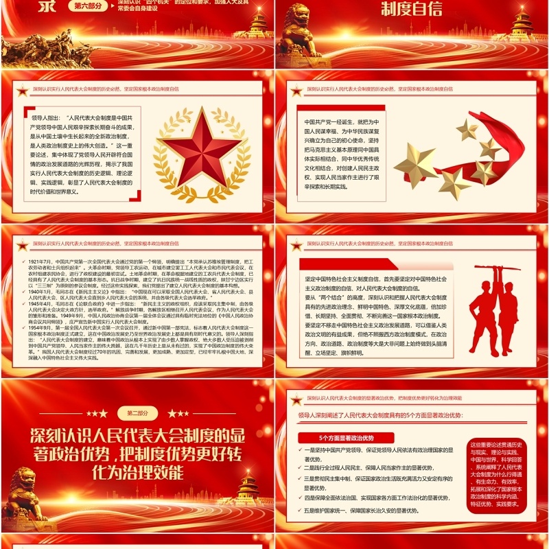 红金党政风人民代表大会制度党课PPT模板