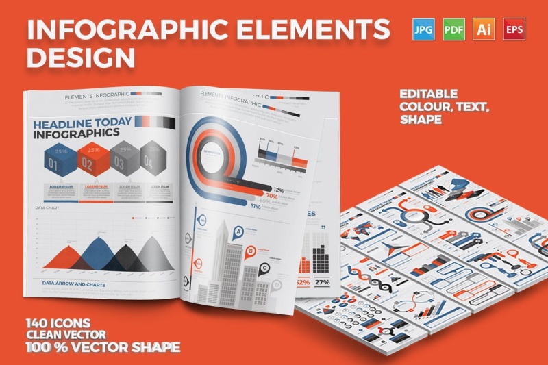 可编辑创意信息图表模板 Infographics Elements
