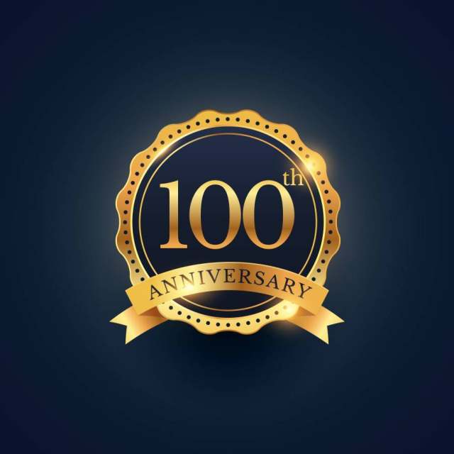金色的100周年庆典徽章标签