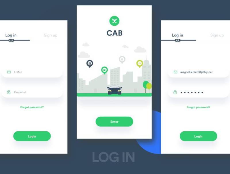 适用于Sketch。，Cab Booking UI Kit的独特驾驶室iOS UI套件
