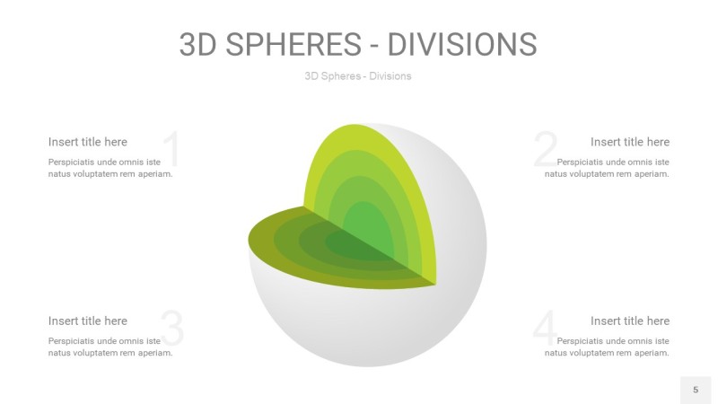 渐变绿色3D球体切割PPT信息图5