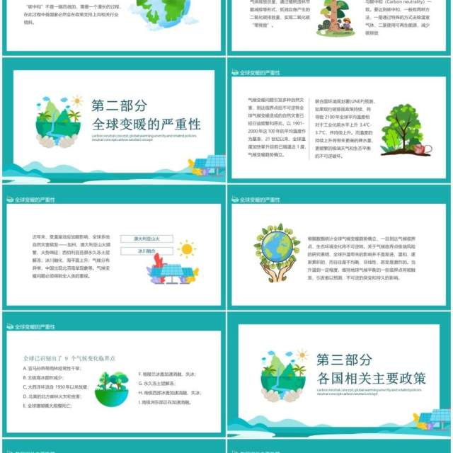 碳中和概念全球变暖严重性及相关政策动态PPT模板 碳中和概念全球变暖严重性及相关政策动态PPT模板