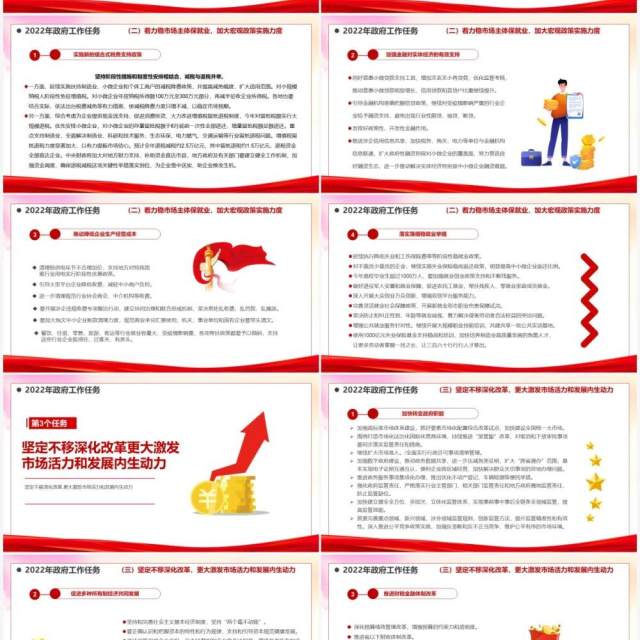 红色简约风2022政府工作报告全文PPT模板