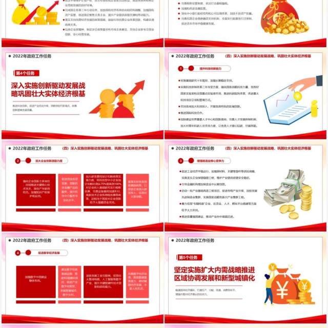 红色简约风2022政府工作报告全文PPT模板