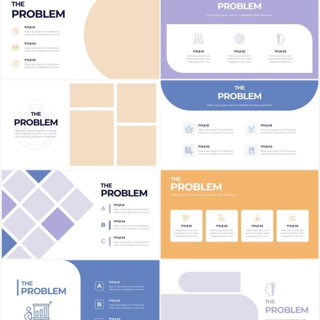 淡紫色问题解决方案版式设计PPT素材不含摄影图Problem Powerpoint Infographics