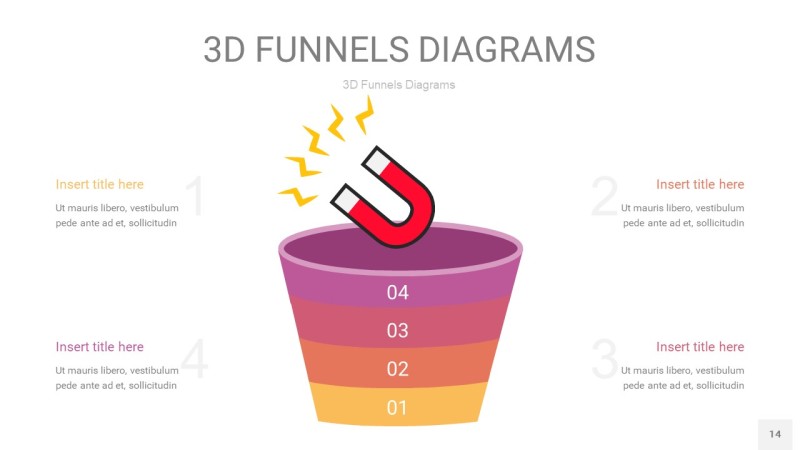 橙色系3D漏斗PPT信息图表14