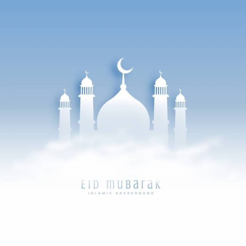 与清真寺和云的eid穆巴拉克背景