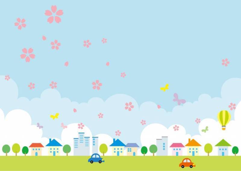 城市景观框架春天樱花树01