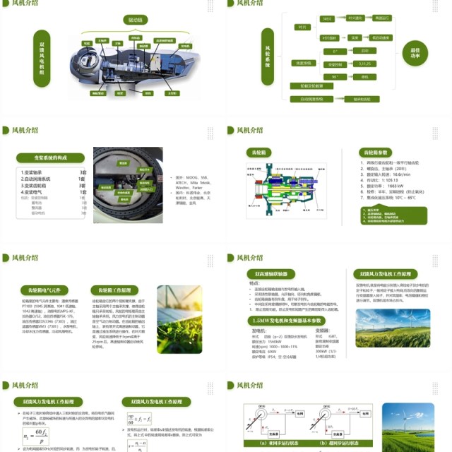绿色简约风新能源风力发电宣传PPT模板