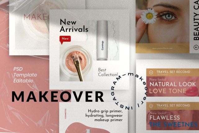 移动端界面PSD广告设计素材Makeover Pack 1 - Social Media Template Instagram 移动端界面PSD广告设计素材Makeover Pack 1 - Social Media Template Instagram