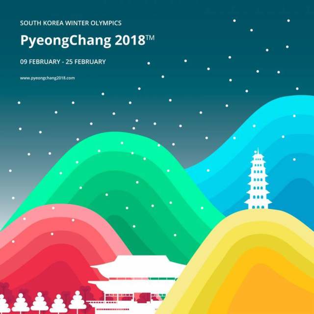 冬季奥运韩国插图。平昌2018标语概念。