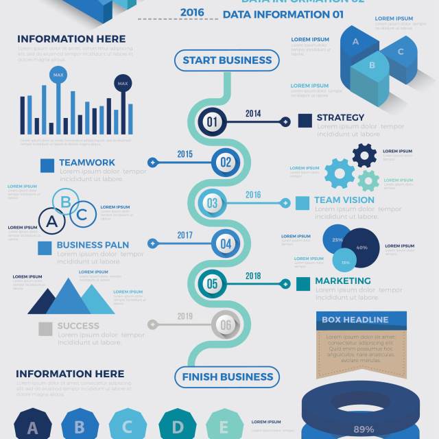 蓝色3D信息图表模板设计 Infographic Elements 蓝色3D信息图表模板设计 Infographic Elements