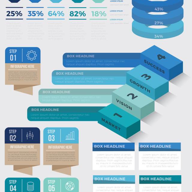 蓝色3D信息图表模板设计 Infographic Elements 蓝色3D信息图表模板设计 Infographic Elements