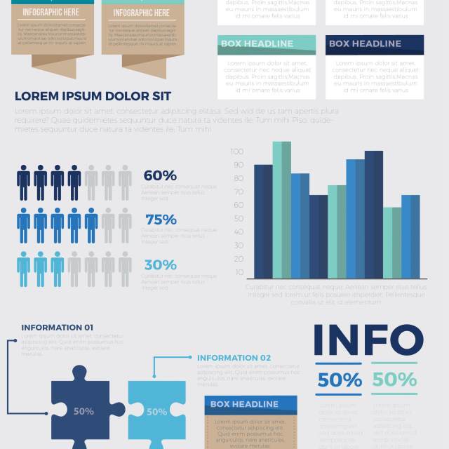 蓝色3D信息图表模板设计 Infographic Elements