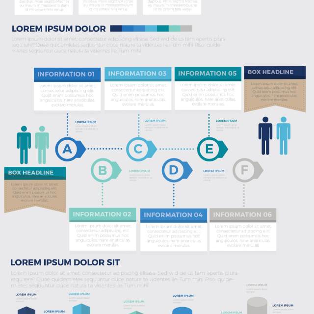 蓝色3D信息图表模板设计 Infographic Elements