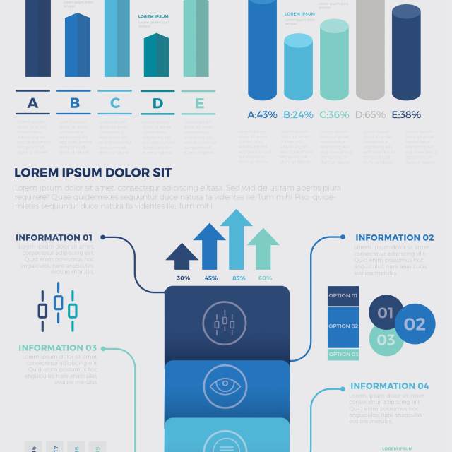 蓝色3D信息图表模板设计 Infographic Elements