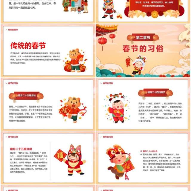 橙色中国风2022幼儿园春节习俗介绍PPT模板 橙色中国风2022幼儿园春节习俗介绍PPT模板