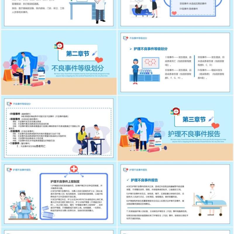 蓝色卡通风医疗行业对护理不良事件上报系统培训PPT模板