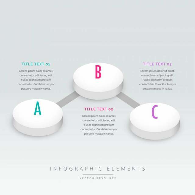 3d样式三步骤infographic模板