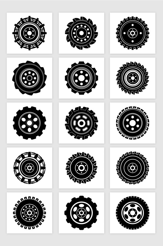 矢量创意轮胎剪影
