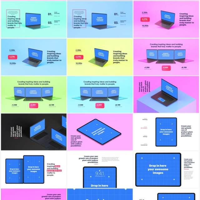 创意手机电脑模型动态演示PPT动画设计素材Animated Special Mockups