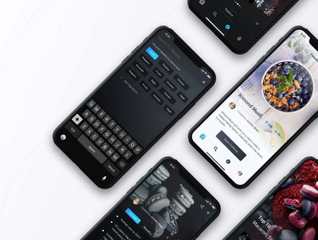 在Sketch。,FeastDraw UI Kit中设计的浅色和深色iOS Recipe UI工具包 在Sketch。,FeastDraw UI Kit中设计的浅色和深色iOS Recipe UI工具包