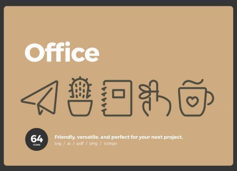 64个办公线性图标素材64 Office Icons