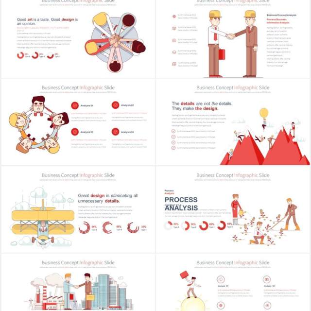 11套色系商业经营理念创意插画PPT人物素材Business Concept - PowerPoint Infographics