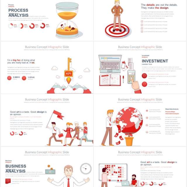 11套色系商业经营理念创意插画PPT人物素材Business Concept - PowerPoint Infographics