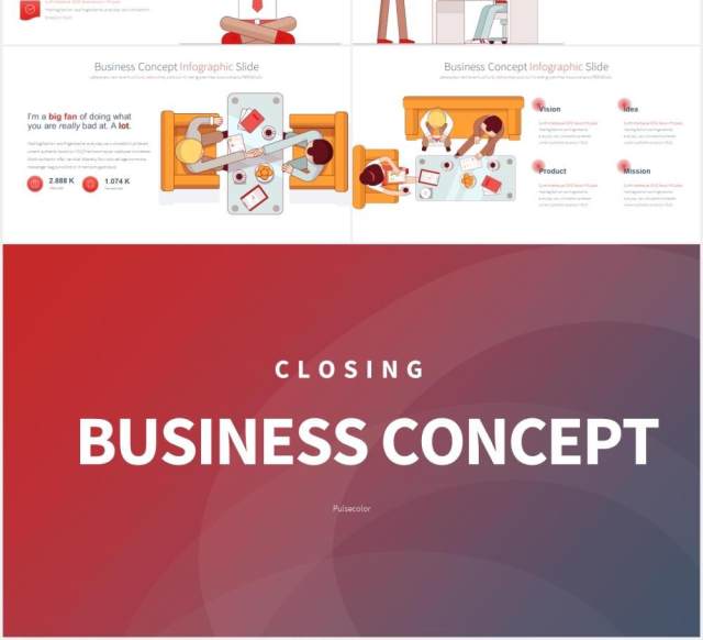 11套色系商业经营理念创意插画PPT人物素材Business Concept - PowerPoint Infographics