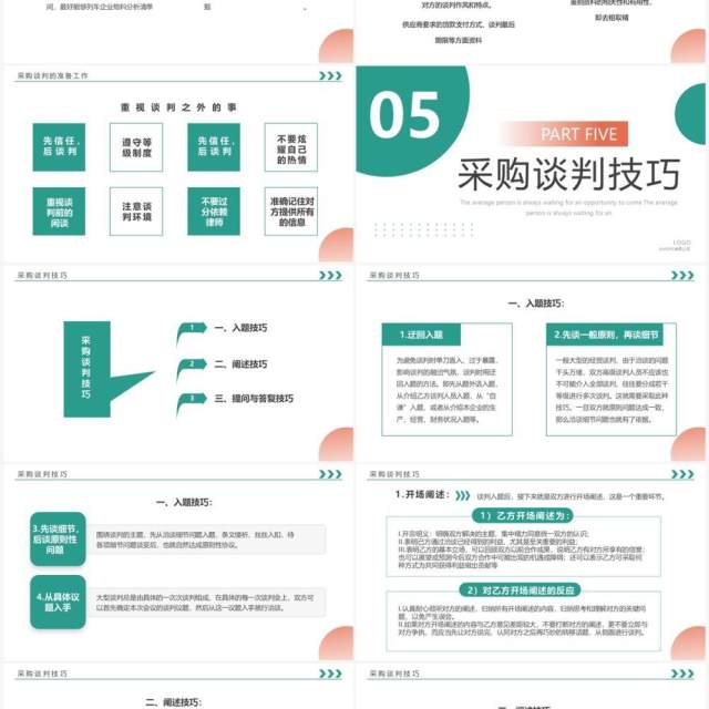 绿色简约风采购谈判技巧培训PPT模板 绿色简约风采购谈判技巧培训PPT模板